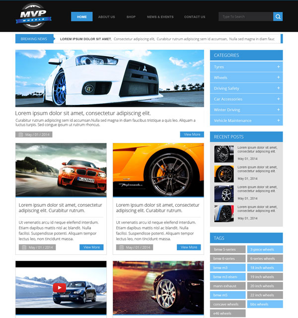 automobile wheels website template